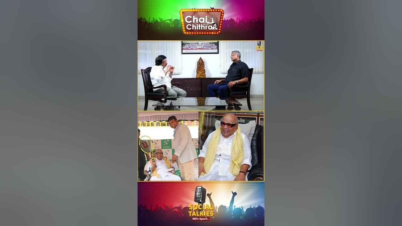 YouTube post by @SocialTalkies for The Co Being. Caption reads: Presence of Mind அப்படினா அது கலைஞர் தான் -....