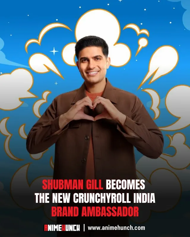 Instagram post by @animehunch for Crunchyroll. Caption reads: [...] character moment 🔥🏏 @shubmangill x....