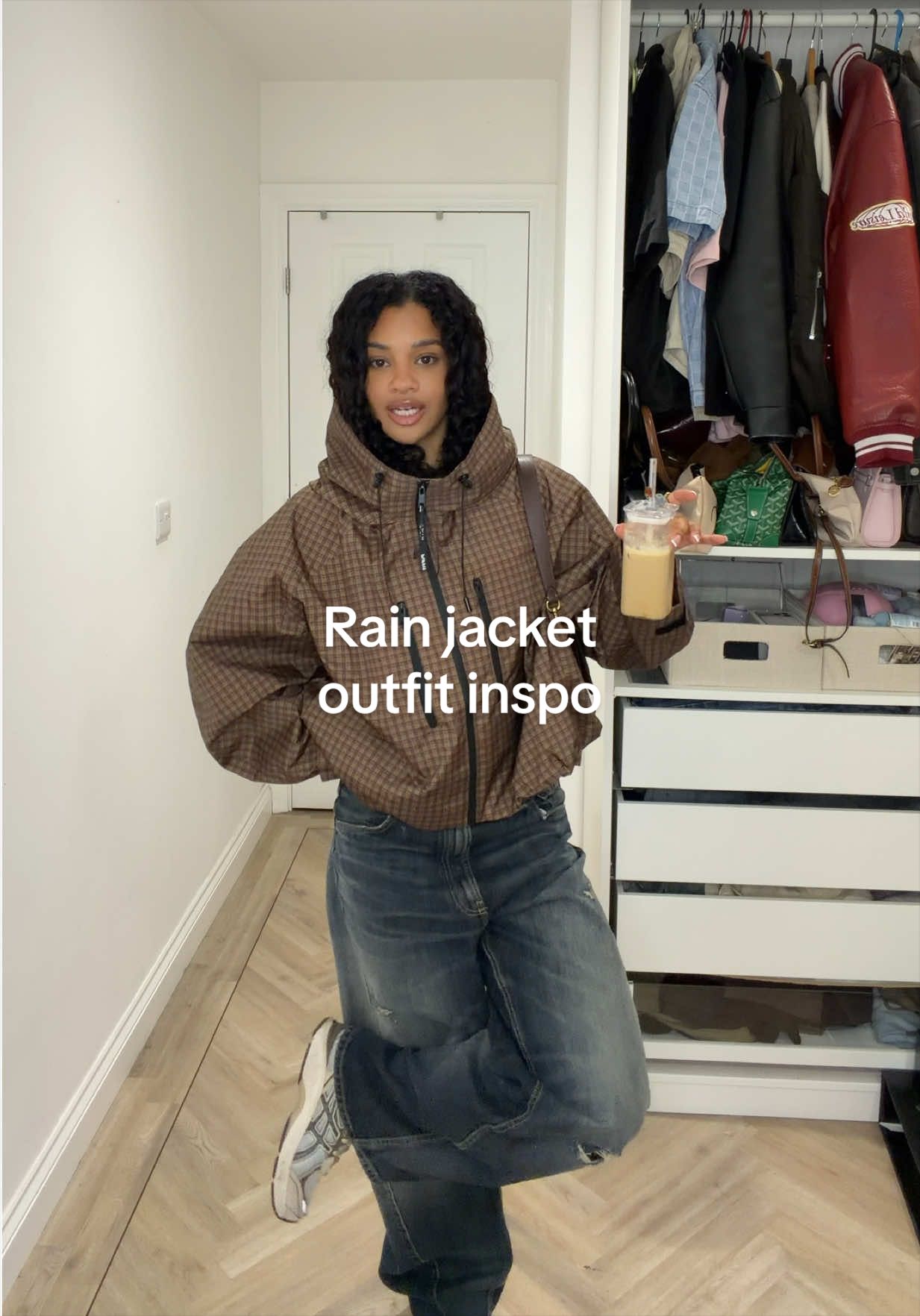 TikTok post by @ree.ksl for PUFFIT. Caption reads: Cute rain jacket outfit inspo☁️🫧 @puffit.official....