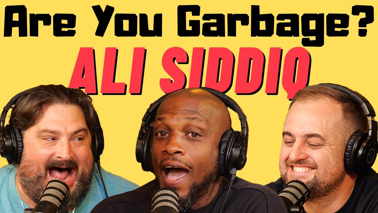 YouTube post by @AreYouGarbage for CONZURI. Caption reads: Are You Garbage Comedy Podcast: Ali Siddiq!.