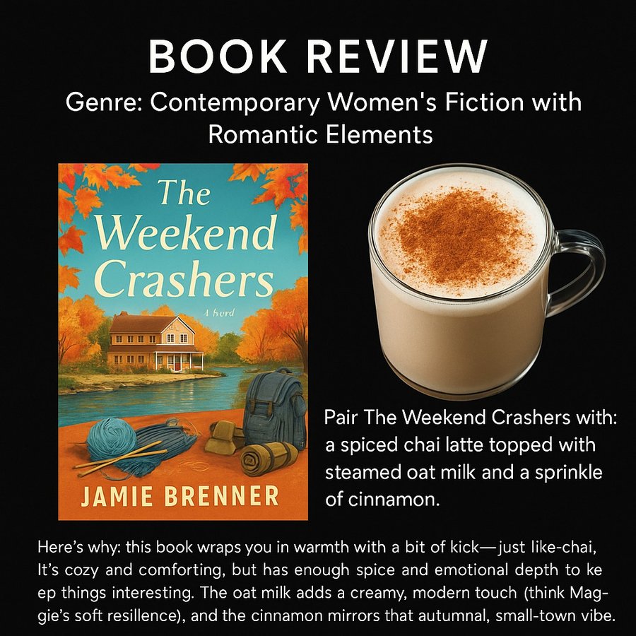 Instagram post by @bookscoffeebrews for Harlequin Books. Caption reads: Book review: Jamie Brenner’s The Weekend Crashers....