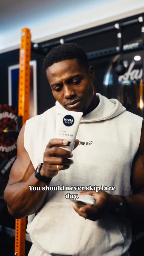 Instagram post by @aikines for NIVEA MEN. Caption reads: Never skip leg day.
Never ever skip face day....
