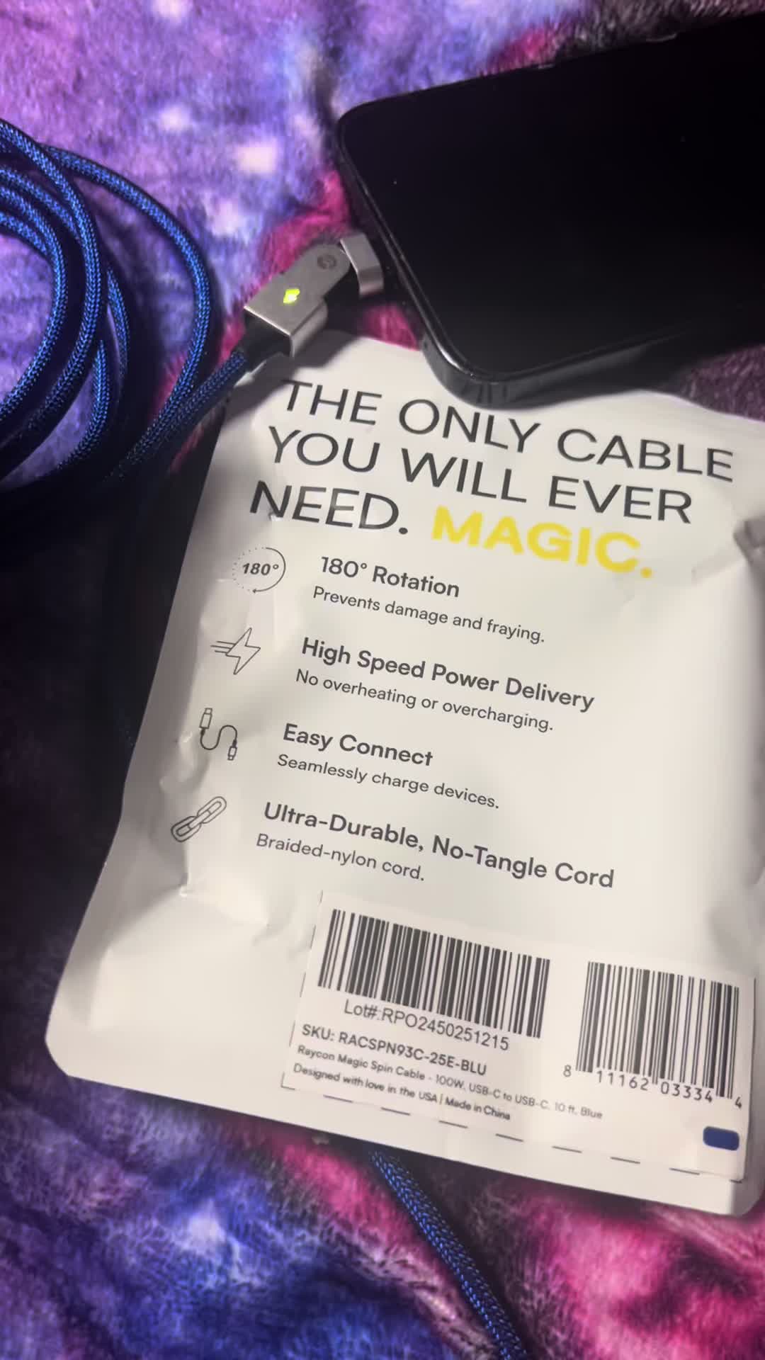 TikTok post by @selinaposs2 for Raycon. Caption reads: @Raycon Global is such a cool fast charger with....