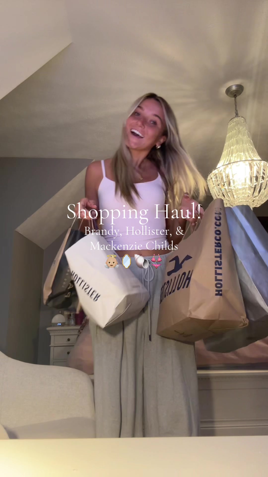 TikTok post by @clarerader for Brandy Melville. Caption reads: Much needed retail therapy :) #hollisterpartner ....