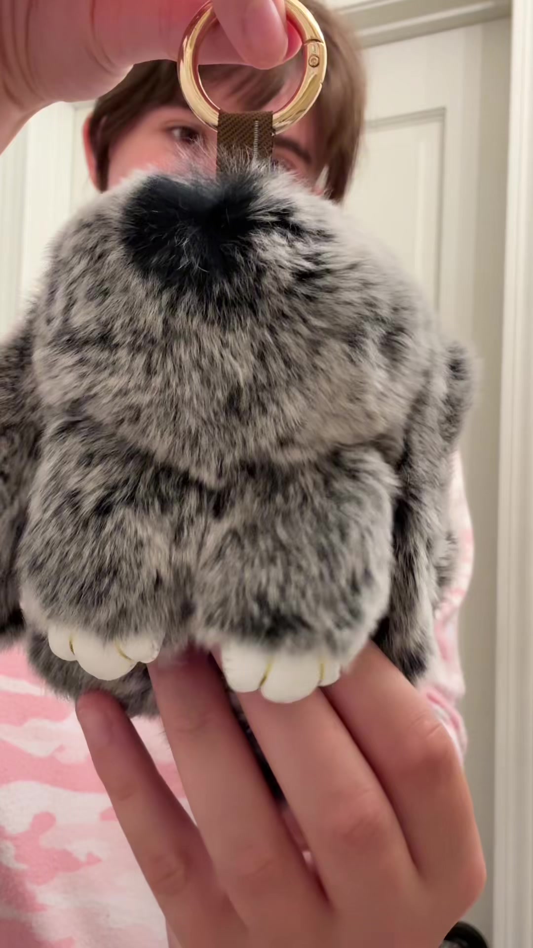 TikTok post by @harleyquinnshyena for Bunnylulu. Caption reads: The cutest plush keychain from @BunnyLulu Original....