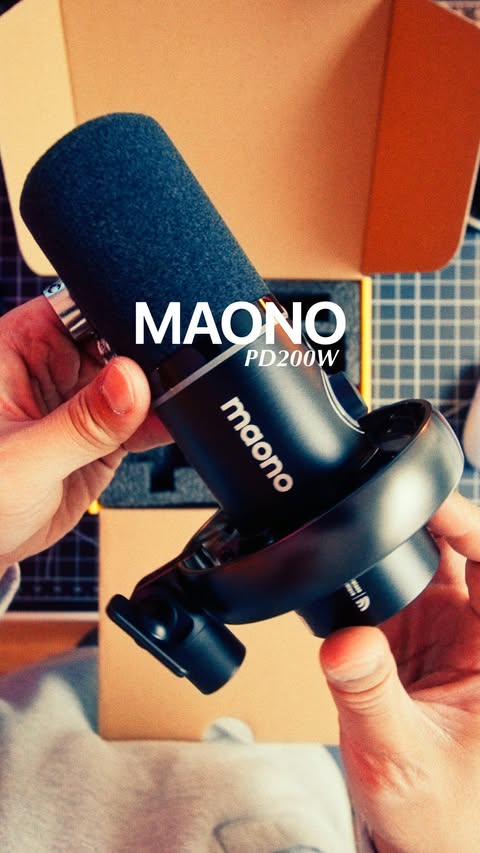 Instagram post by @davidjuansala for MAONO. Caption reads: AD | the PD200W from @maonoglobal finally letting....