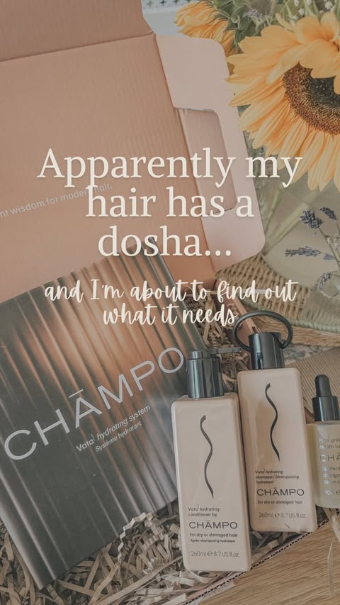 Instagram post by @our_enchanted_story for Chāmpo Haircare. Caption reads: AD | gifted Apparently your hair has a dosha… and....