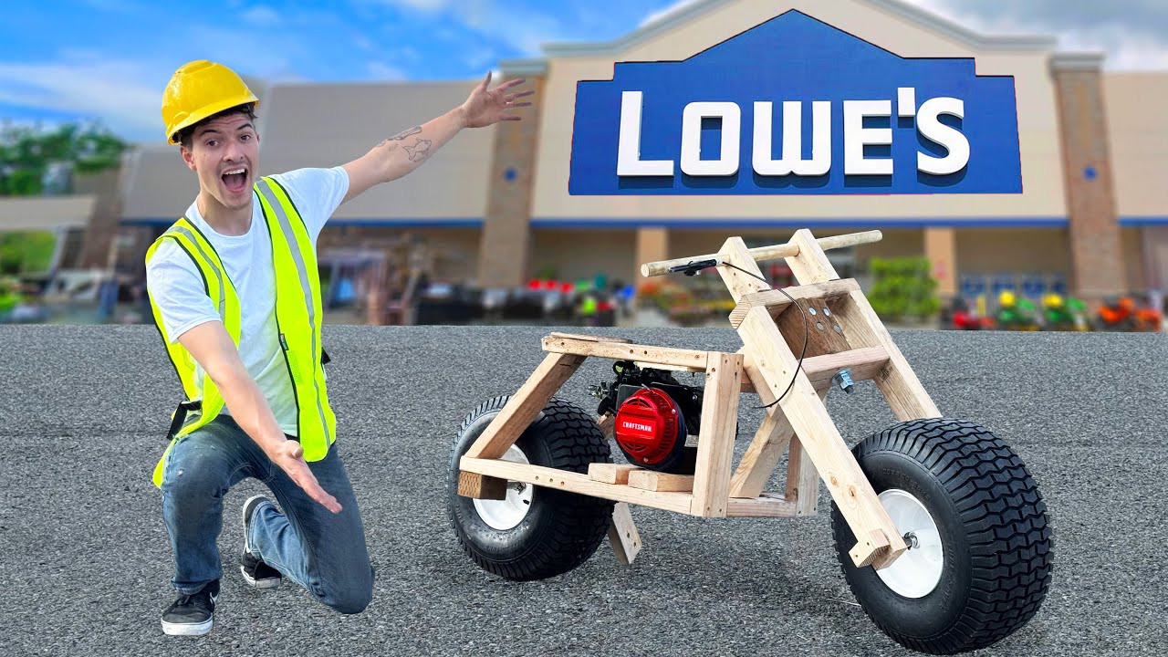 YouTube post by @Bummotorsport for Ekster. Caption reads: I Built a MINI BIKE From Lowes Parts.