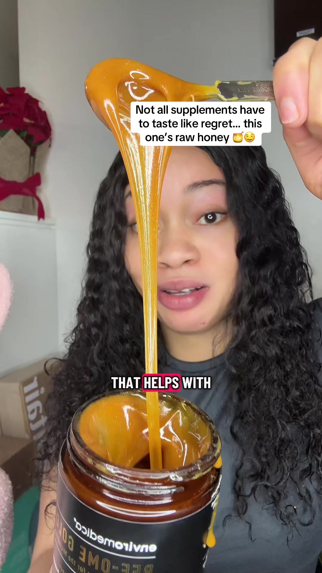 TikTok post by @authentic.kayla for Enviromedica. Caption reads: [...] regret… this one’s raw honey....