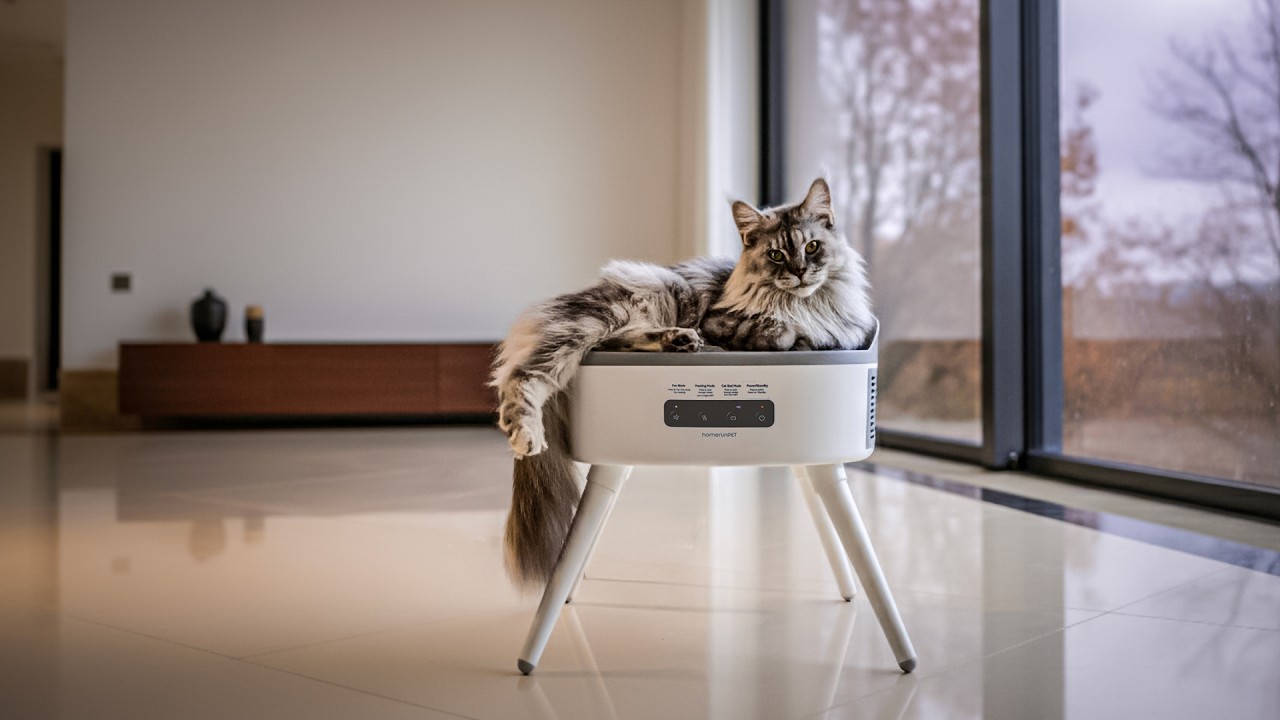 YouTube post by @FelisGallery for Homerunpet. Caption reads: This Heater Was Made for Cats! homerunPET Pet....