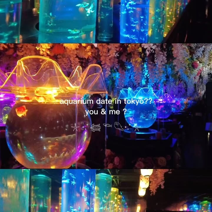 Instagram post by @shibuimika for ARTAQUARIUM. Caption reads: [...] lost nemo in Ginza art aquarium 🪼....