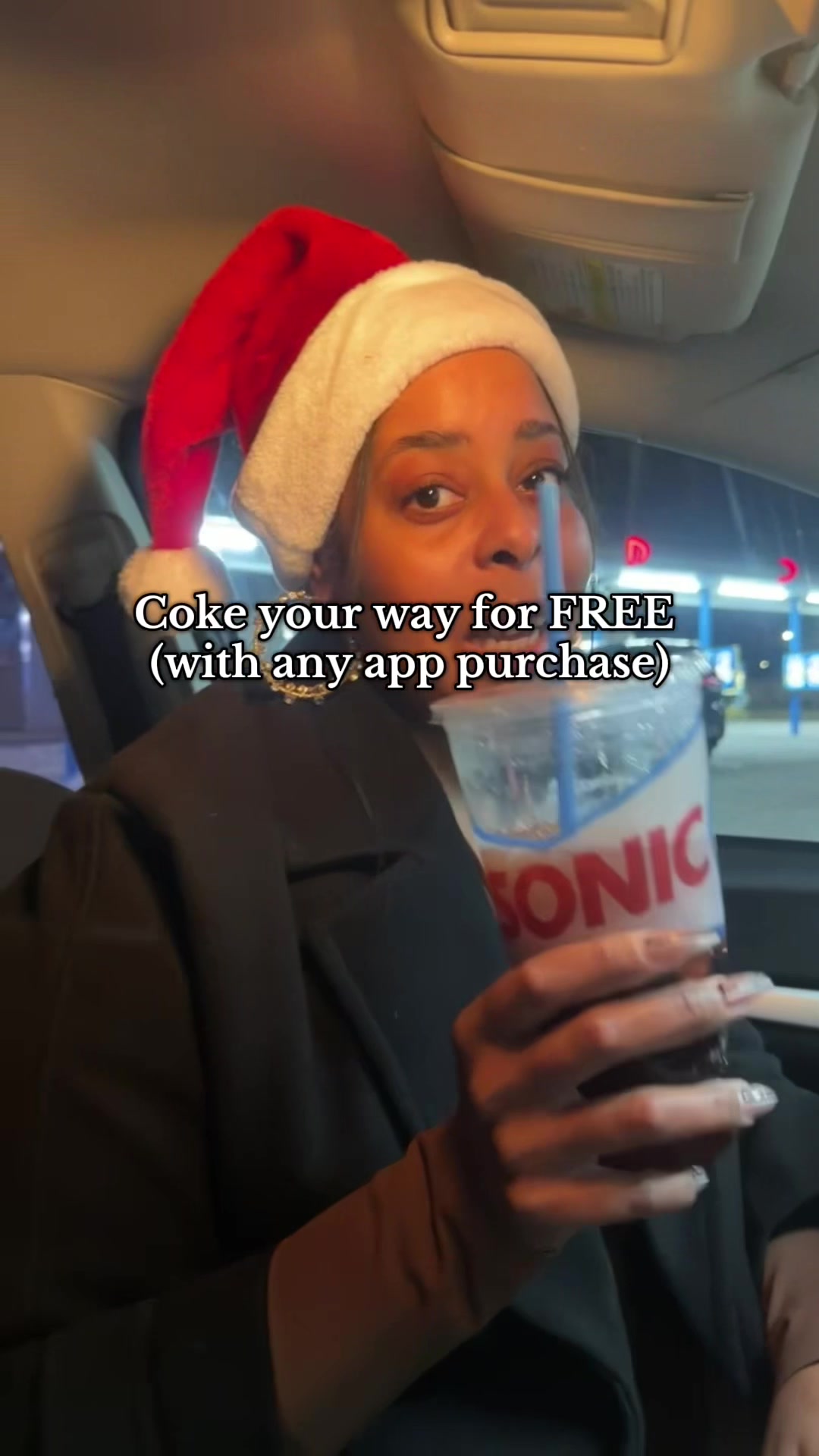 TikTok post by @taniayums for Sonic Drive-In. Caption reads: [...] is a holiday necessity, trust me!! @SONIC....