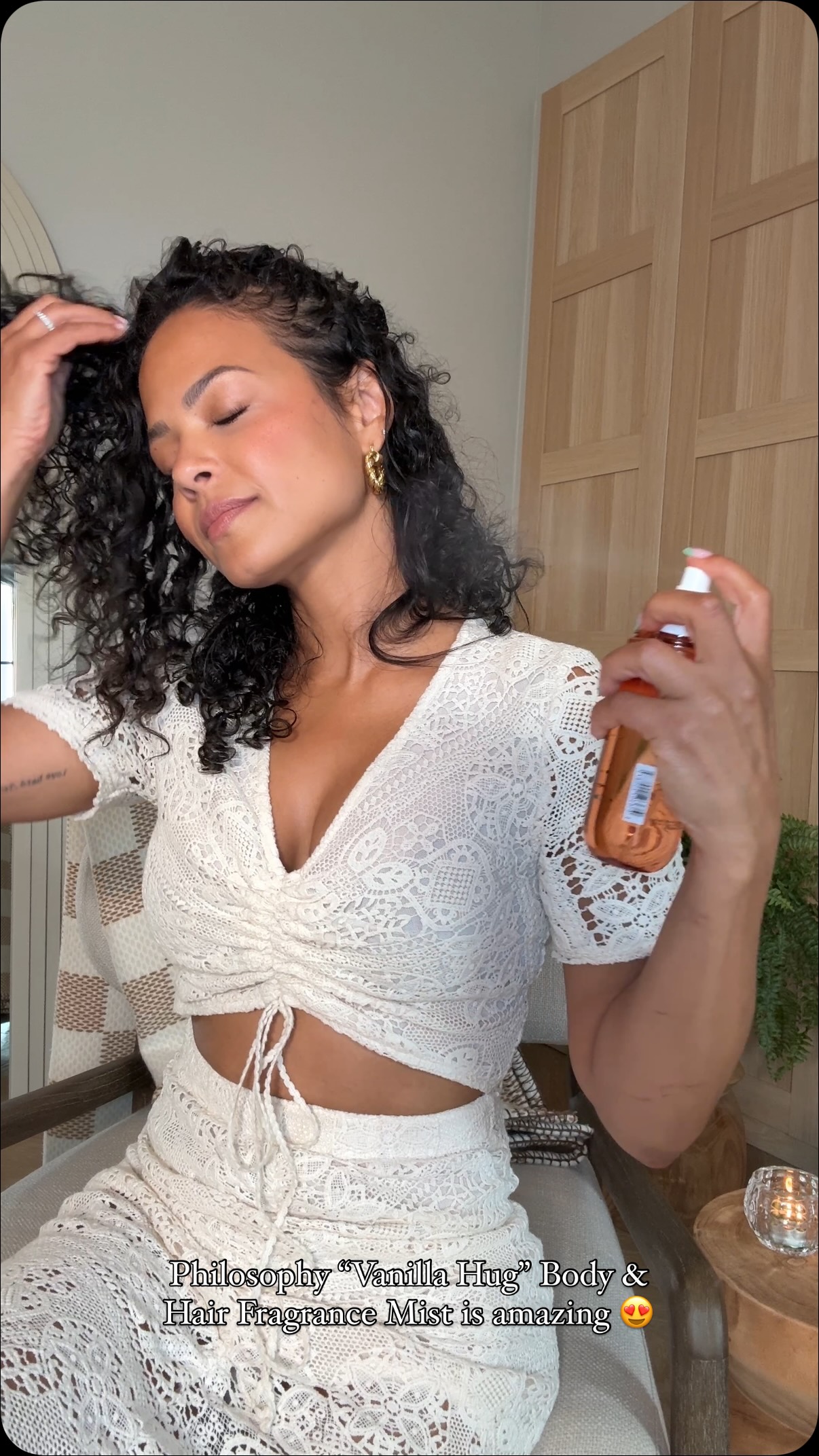 Instagram post by @christinamilian for philosophy. Caption reads: Not your tween’s body mist. It’s better. 24-hour....