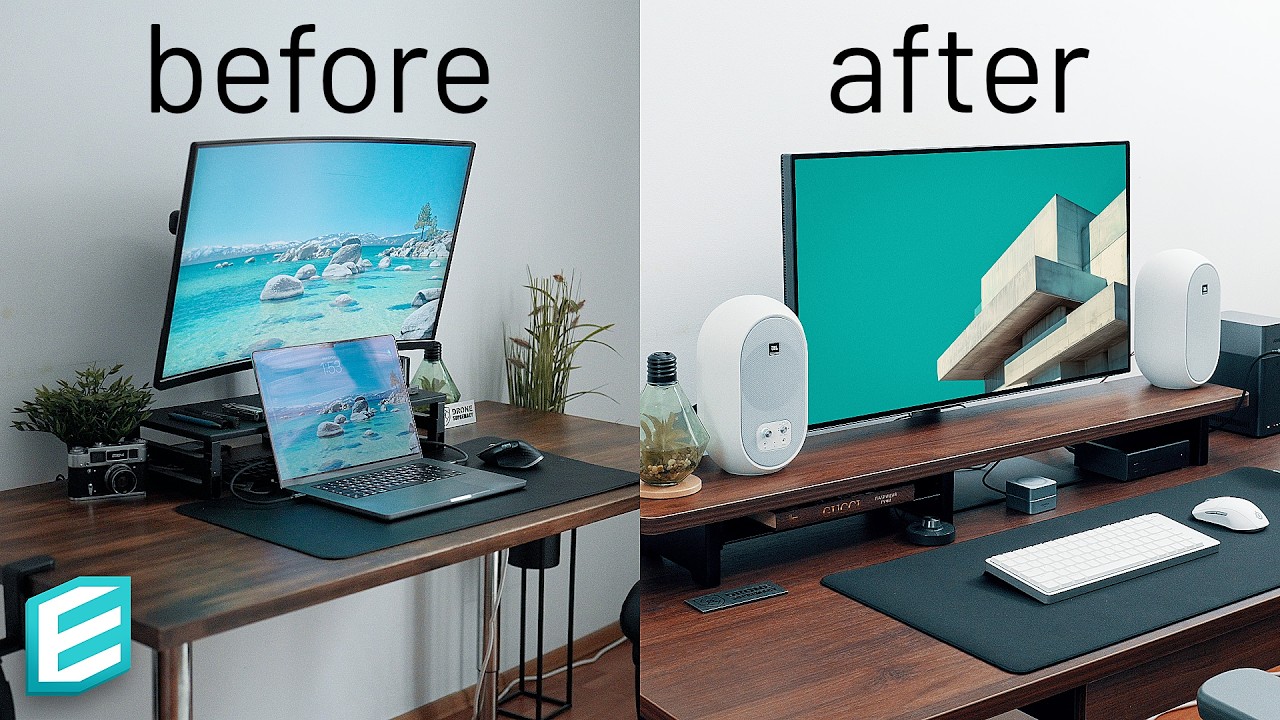 YouTube post by @ThisIsE for PITAKA. Caption reads: From IKEA to IDEAL - Desk Setup Makeover Story.