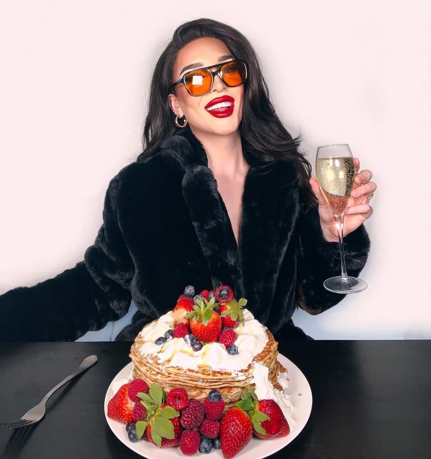 Instagram post by @matthewjamesbeauty for Doll Beauty. Caption reads: Enjoy ya pancakes 🥞 🥂 
• • • • •....