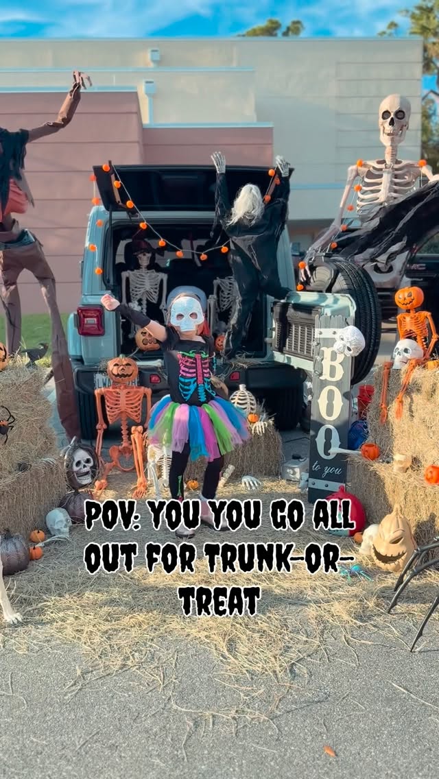 Instagram post by @nikki.vs for FUN.com. Caption reads: Trunk-or-treat is something we look forward to....