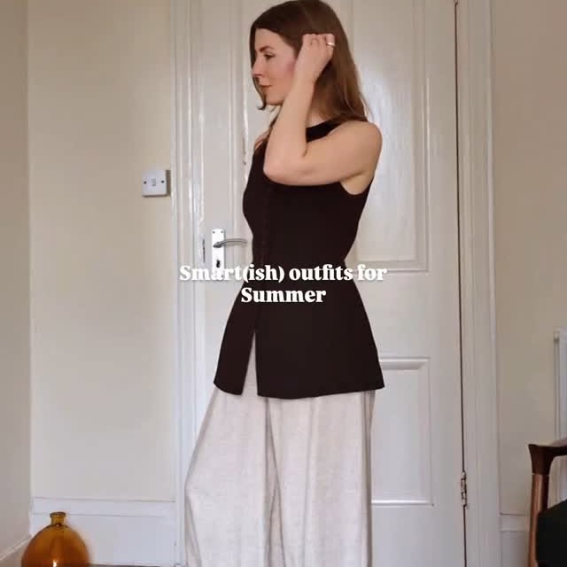 Instagram post by @angharadbjones for Soeur. Caption reads: Smart(ish) outfits for summer. For those days you....