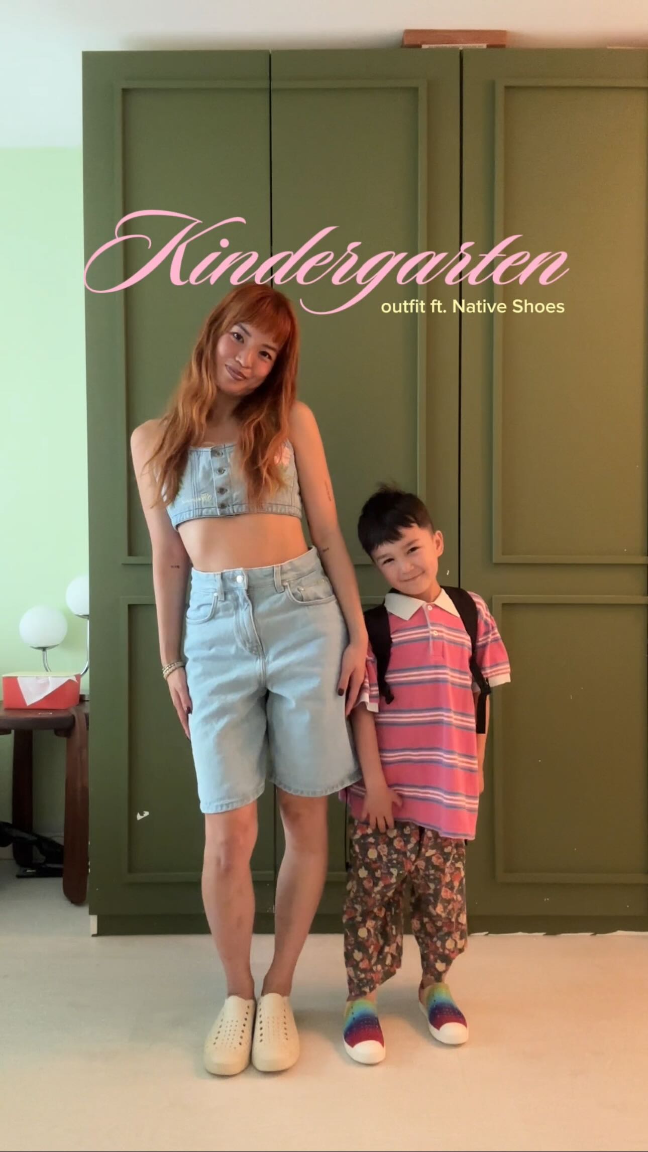 Instagram post by @yourgirlneens for Native Shoes. Caption reads: blu styled himself for his first day of....