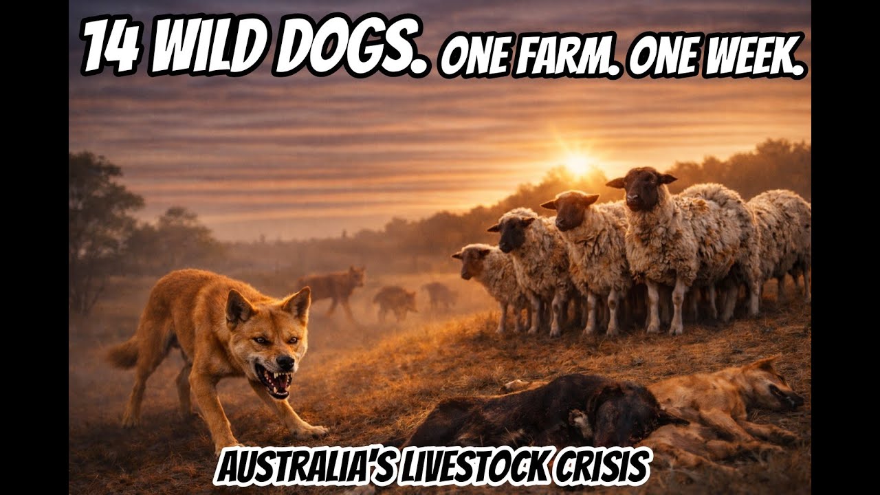 YouTube post by @EDGEoftheOUTBACK for Olight. Caption reads: A Livestock Emergency || Removing 14 Wild Dogs....