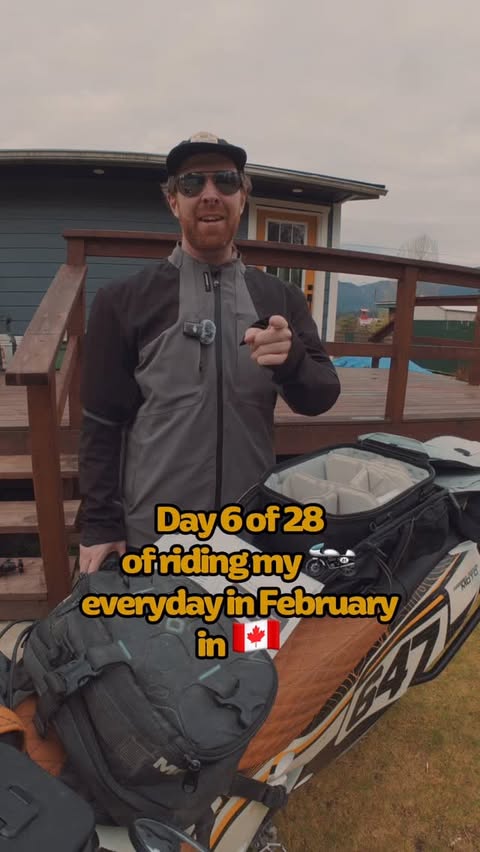 Instagram post by @raggedroadsmoto for Flying Eyes Optics. Caption reads: Day 6 of 28 of riding my 🏍️ every day in February....