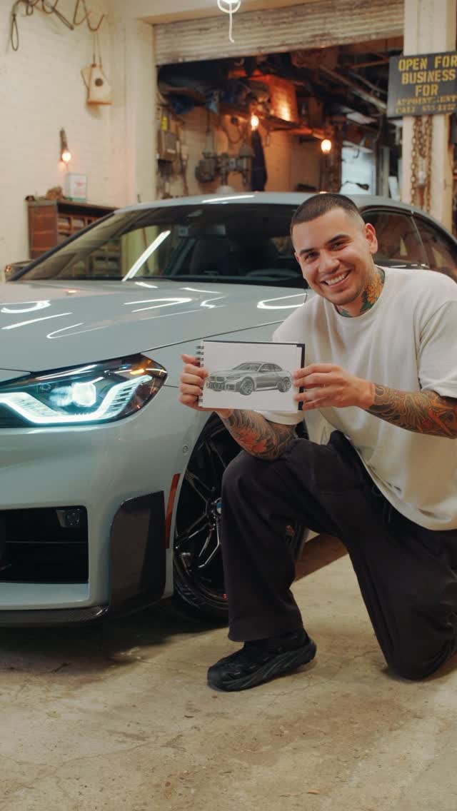 Instagram post by @devonrodriguezart for BMW USA. Caption reads: #ad Bold lines. Bold drive. #BMW #M2 @bmwusa.
