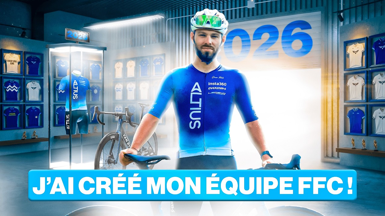 YouTube post by @QuentinRCycling for Zwift. Caption reads: I CREATED MY OWN FFC TEAM?! 🤯.