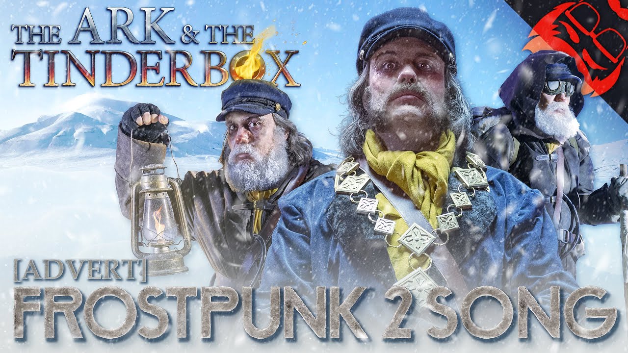 YouTube post by @TheStupendium for Thingiverse. Caption reads: THE ARK & THE TINDERBOX | Frostpunk 2 Song!.
