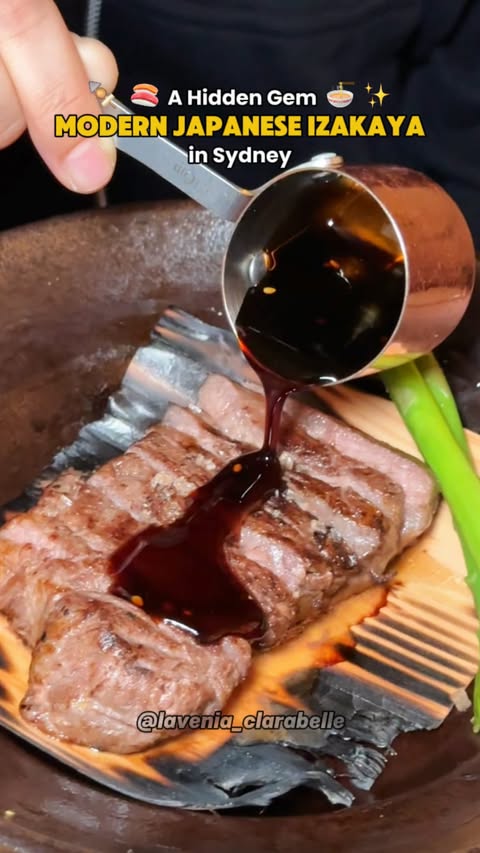 Instagram post by @lavenia_clarabelle for Sydney's Food Scene. Caption reads: A Hidden Gem Modern Japanese Izakaya in Sydney....