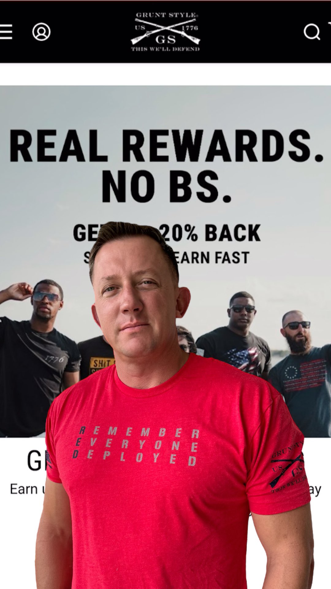 Instagram post by @bellsoldgloryshop for Grunt Style. Caption reads: [...] NO POINTS/NO BS. Check it out!! #ad....