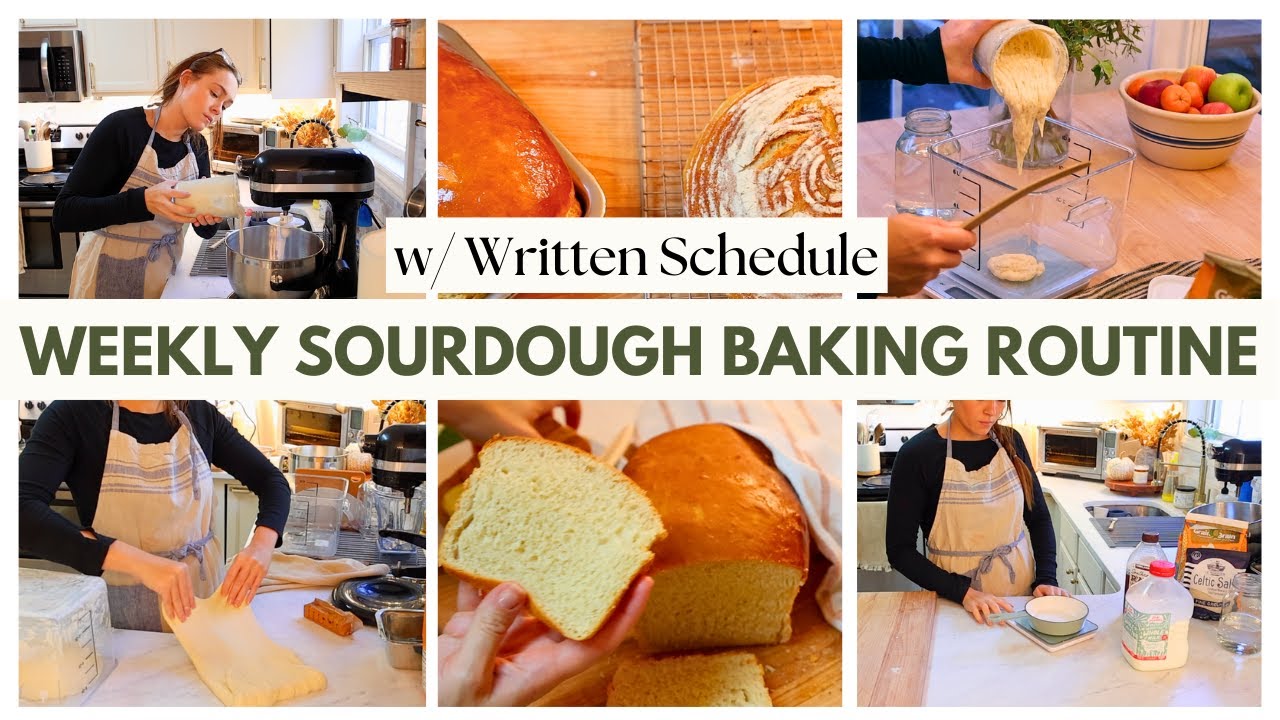 YouTube post by @healthyelizabeth for The Spice House. Caption reads: Once A Week Sourdough Bread Making Routine.
