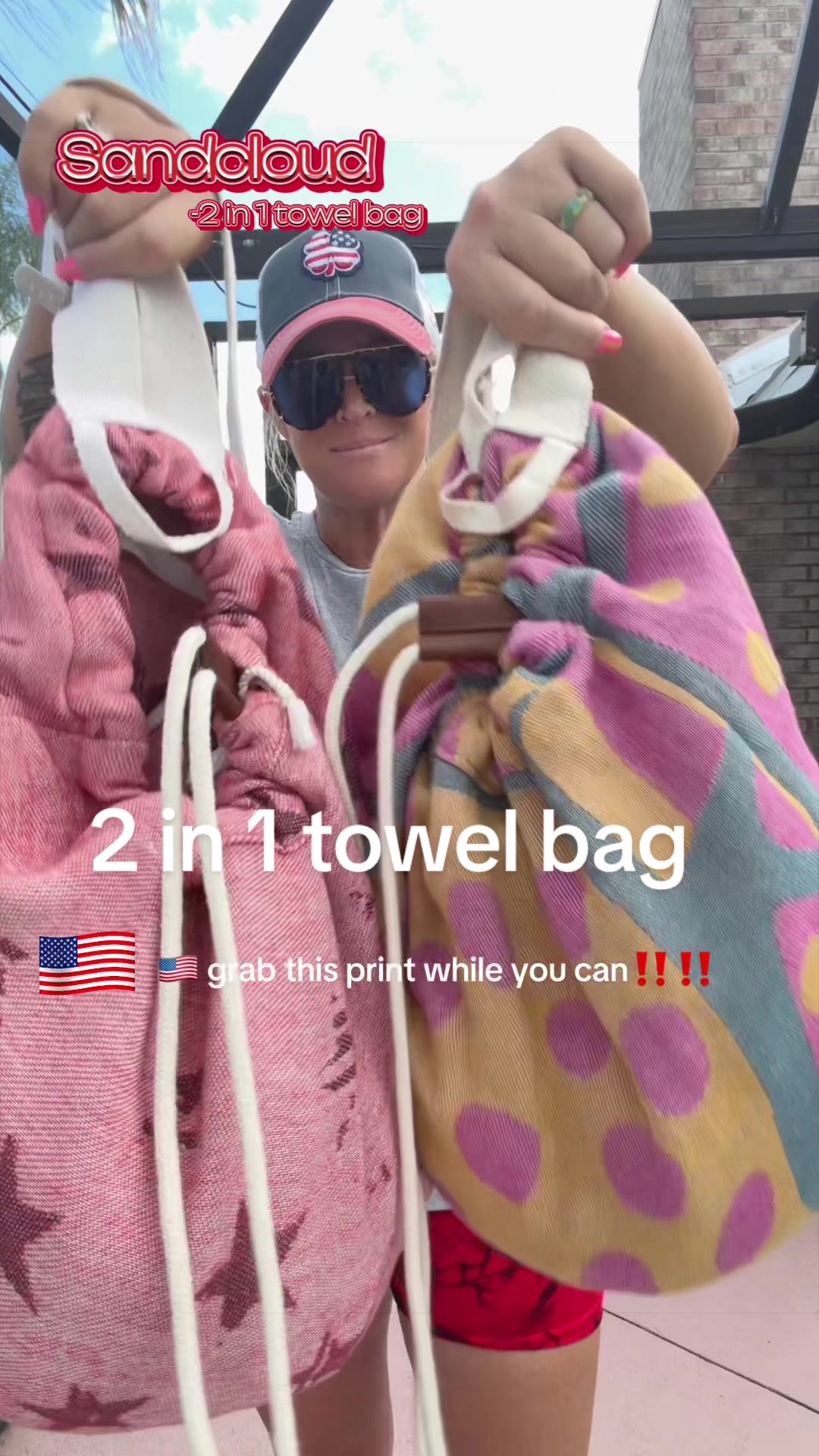 TikTok post by @trayl21 for Sand Cloud. Caption reads: [...] things convenient!! And the prints!!!....
