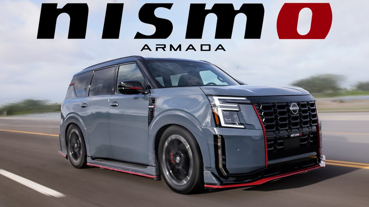 YouTube post by @TheStraightPipes for Continental Tire. Caption reads: SUV of the YEAR! 2026 Nissan Armada Nismo Review.