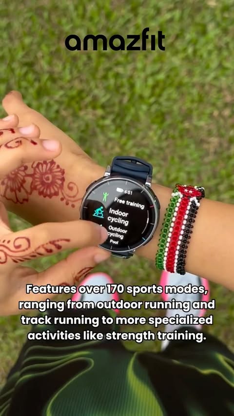 Instagram post by @aaiisyahh._ for Amazfit. Caption reads: Meet my new running partner: The Amazfit Active 3....