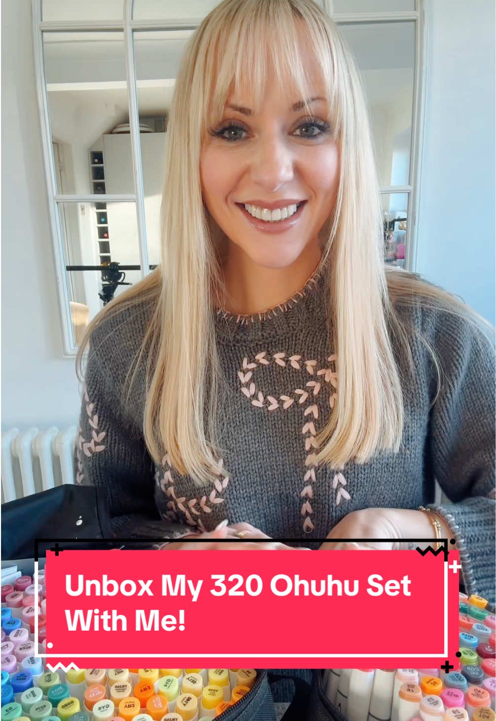 TikTok post by @colour.with.chloe for Ohuhu. Caption reads: I got the ULTIMATE @Ohuhu UK 320 Set - for the....