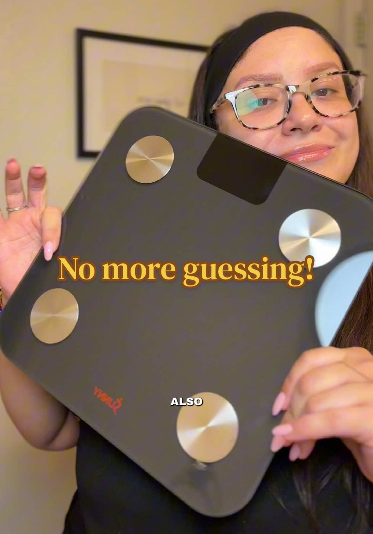 TikTok post by @karen21_21 for Sunny Health & Fitness. Caption reads: This @SunnyHealthFitness scale is such a game....