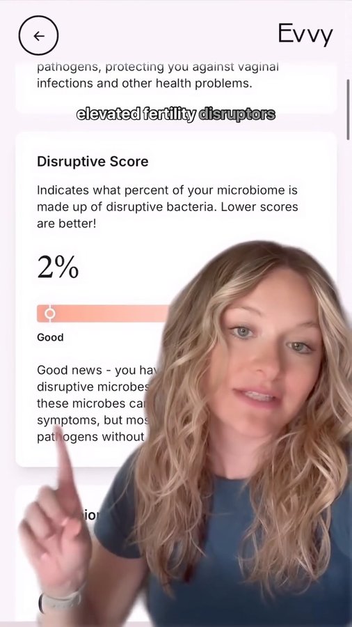 Instagram post by @infertilityfriends for Evvy. Caption reads: [...] an at-home vaginal microbiome test with....