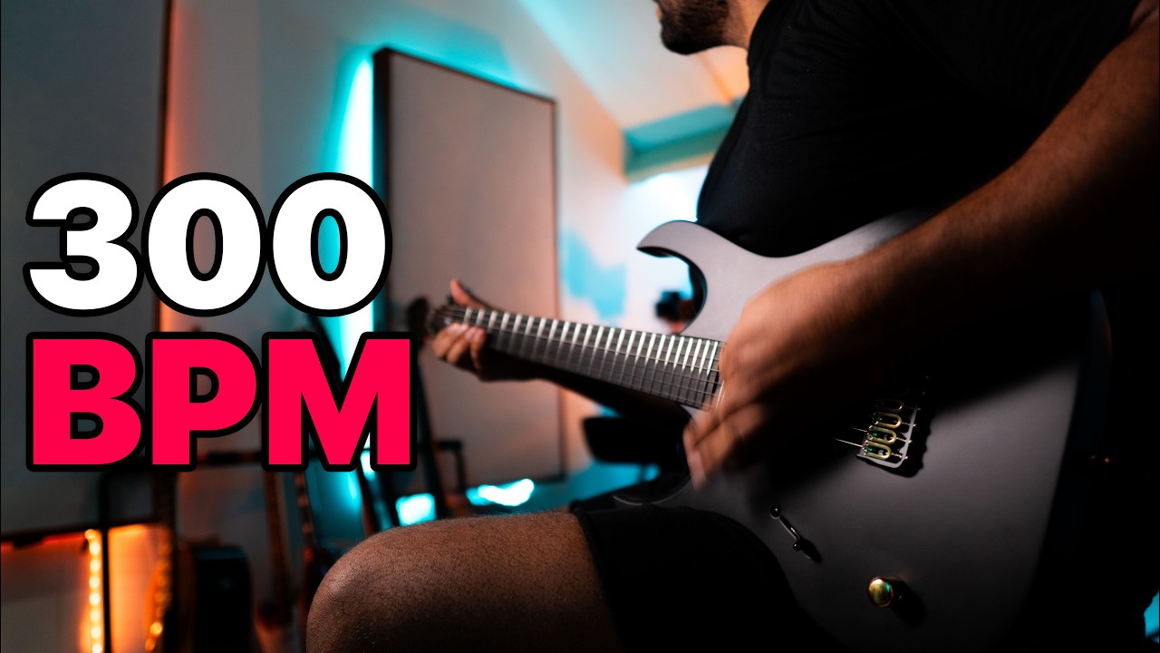 YouTube post by @Mendelian for Thomann. Caption reads: How I Learned to Downpick at 300 BPM.