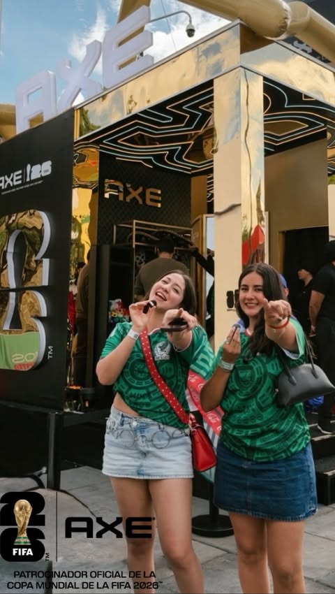 Instagram post by @soycatherinee for AXE en Español. Caption reads: Así se vivió el México 🇲🇽 vs Corea 🇰🇷con....