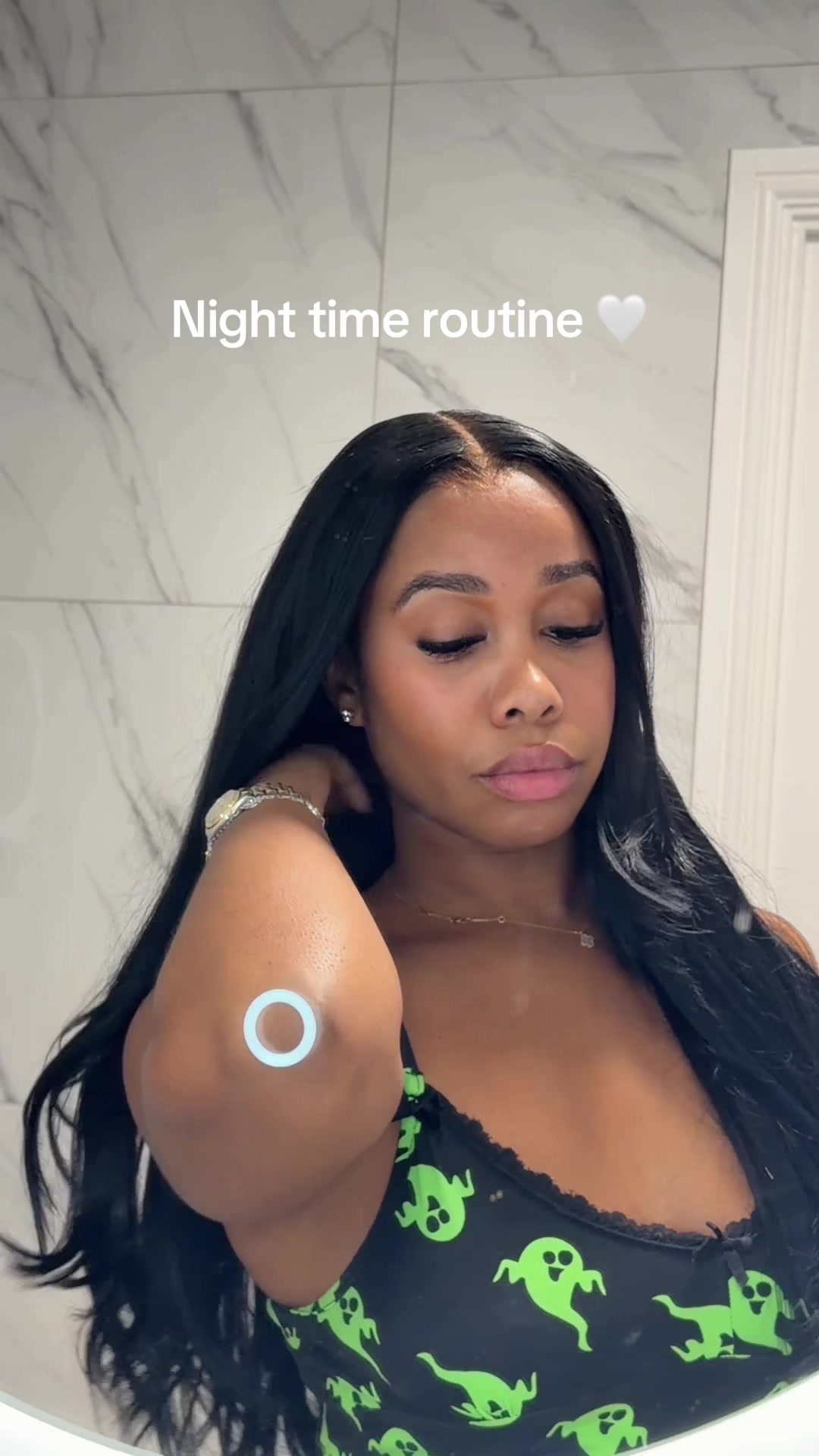 TikTok post by @tansldn for Theinkeylist. Caption reads: Night time routine ✨ Products used; Cleanser....