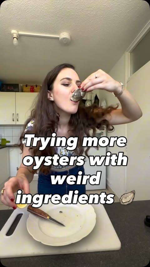 Instagram post by @hrhgeorgiana for TABASCO. Caption reads: pairing more oysters with weird ingredients from....
