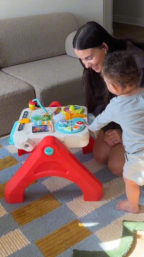 Instagram post by @makenzierencher for Fisher-Price. Caption reads: The best new addition to our kid’s playroom! The....