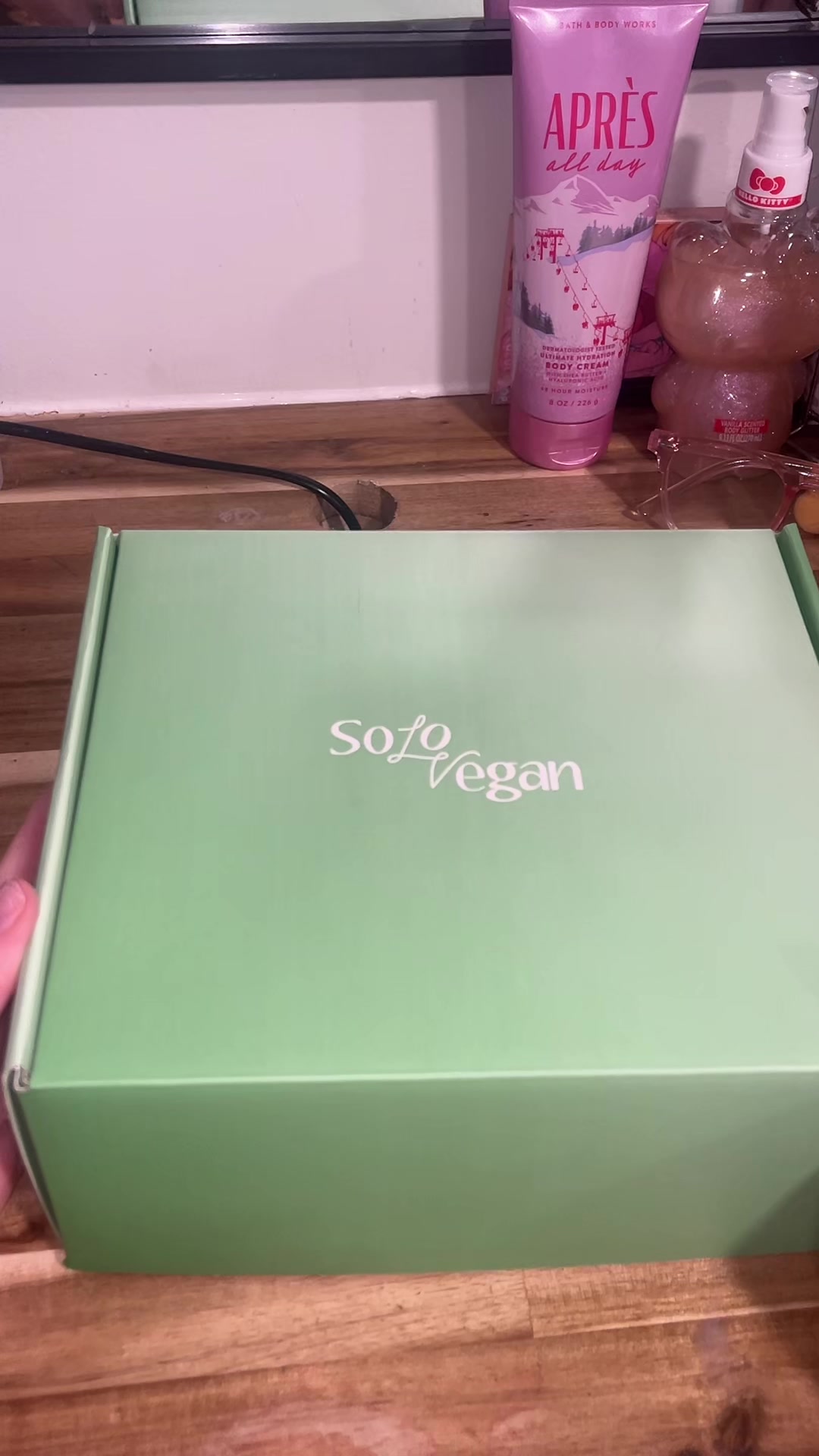 TikTok post by @madelynrenaeb for SoloVegan. Caption reads: thank you @SoloVegan Skincare 💚💚 #skincare....