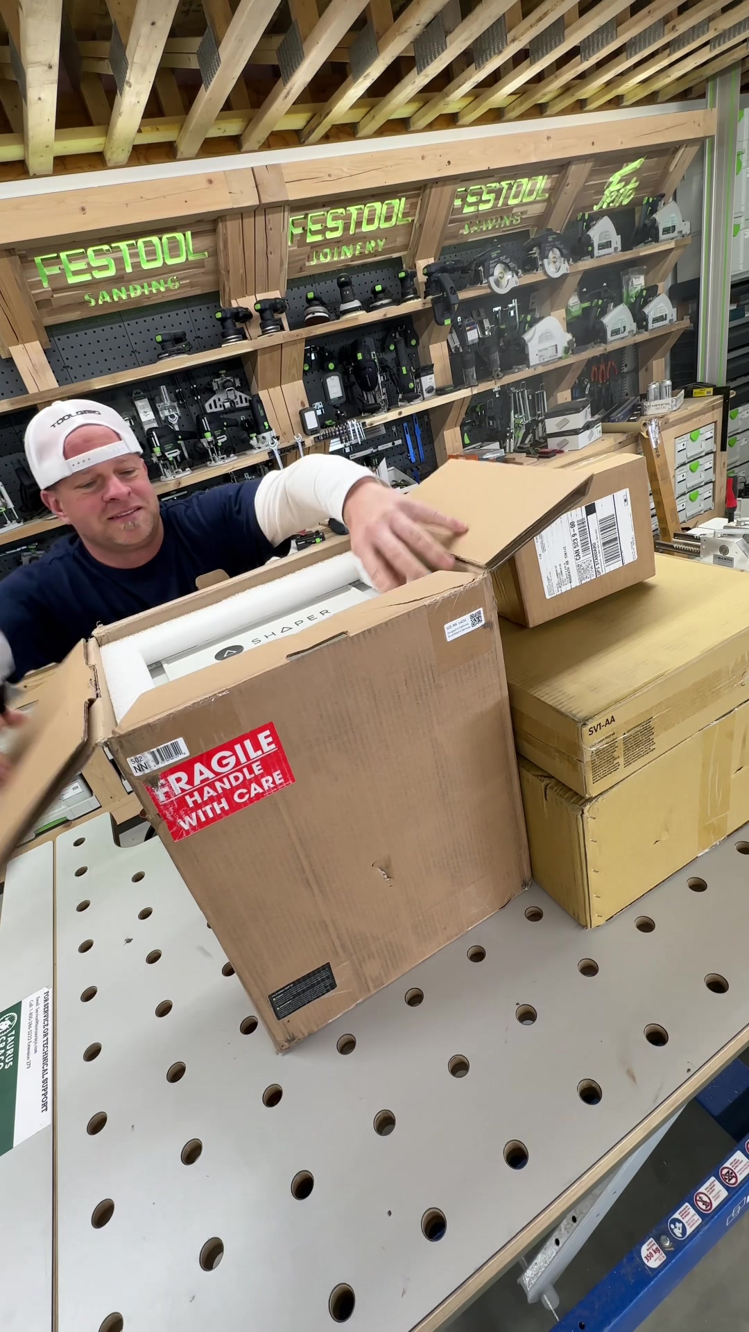 TikTok post by @dustylumberco for Shaper Tools. Caption reads: [...] then sold. That was back when the @Shaper....