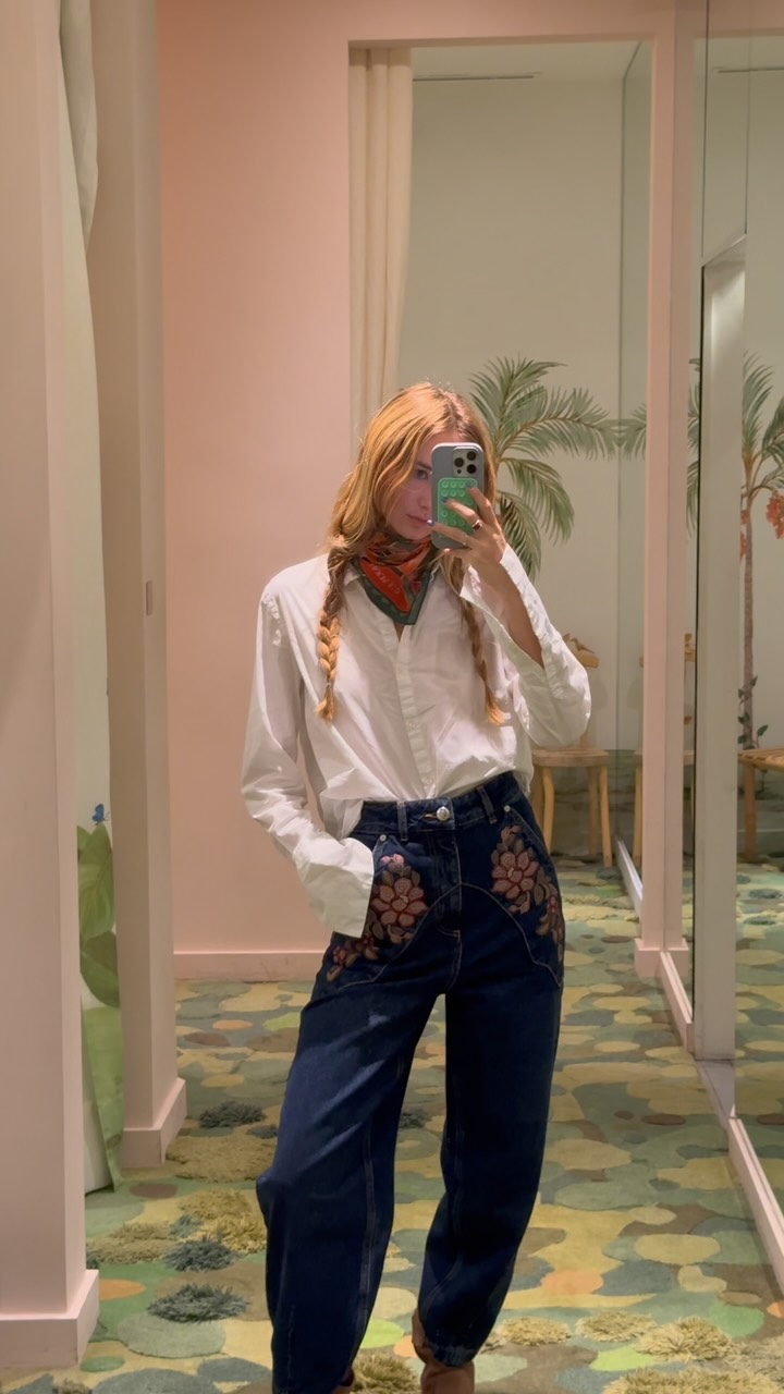 Instagram post by @colbstay for FARM Rio. Caption reads: Visited the @farmrio Brooklyn store to see the....