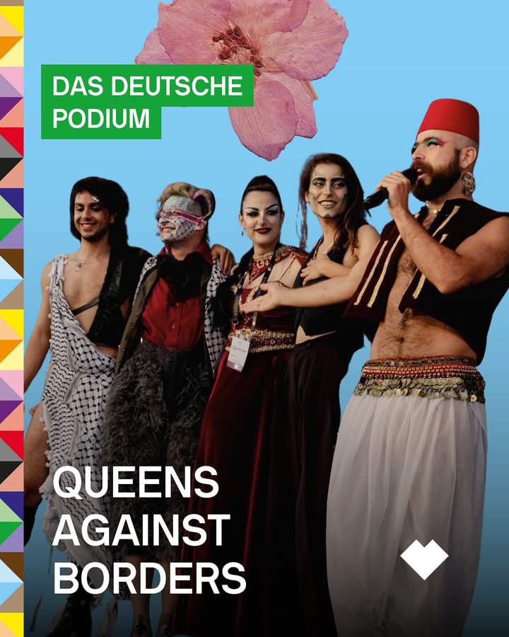 Instagram post by @prague.pride for Goethe-Institut. Caption reads: 🔥 Green Stage letos opět ožije jako Das Deutsche....