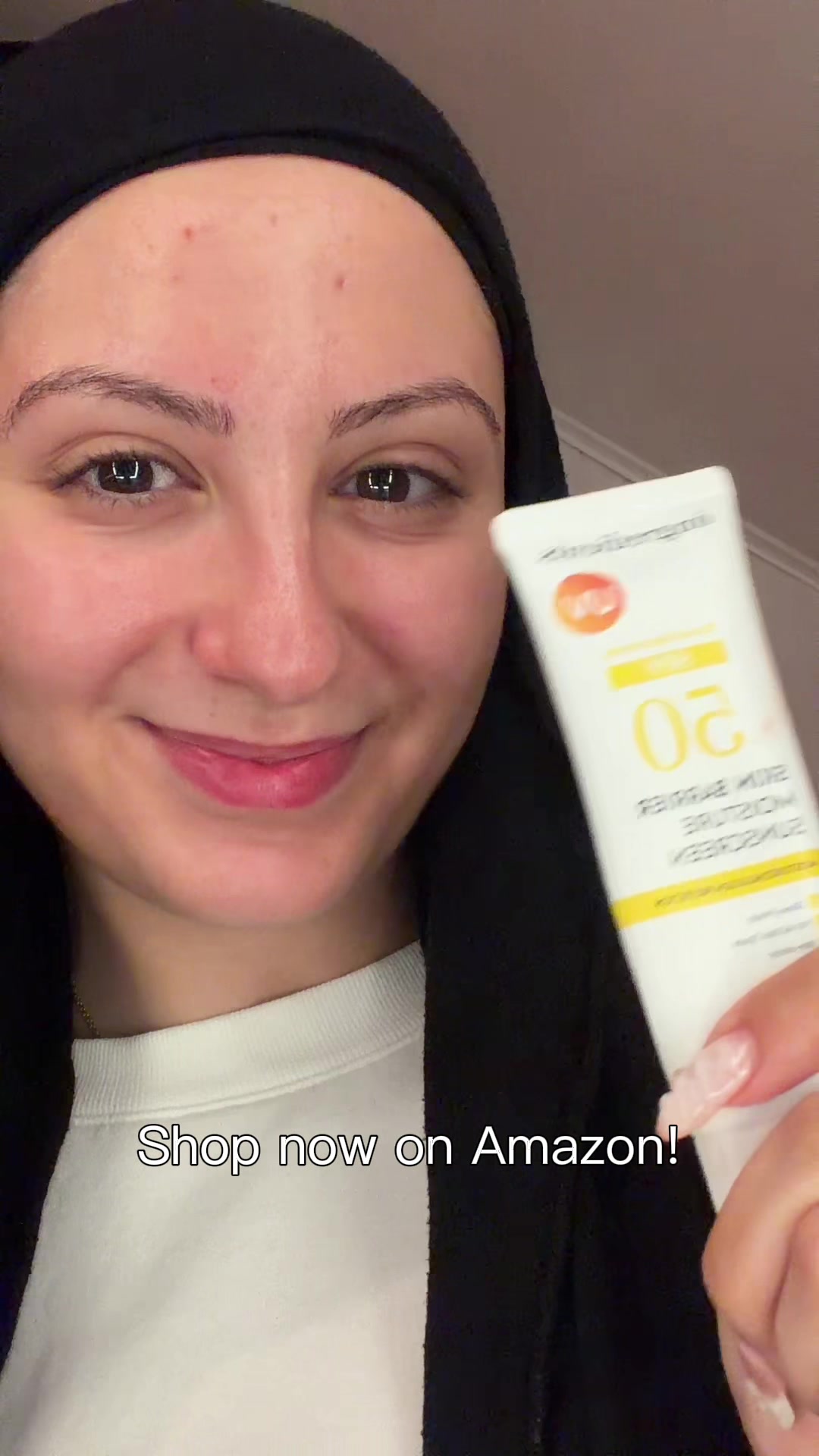TikTok post by @zahraayelsaleh for Ongredients US Store. Caption reads: ready for a great sunscreen? shop now on amazon!....
