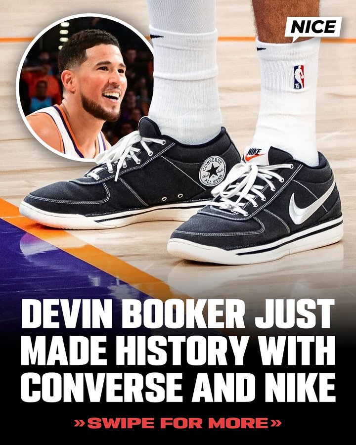 Instagram post by @dbooknations for Nice Kicks. Caption reads: Devin Booker loves Chucks so it makes perfect....
