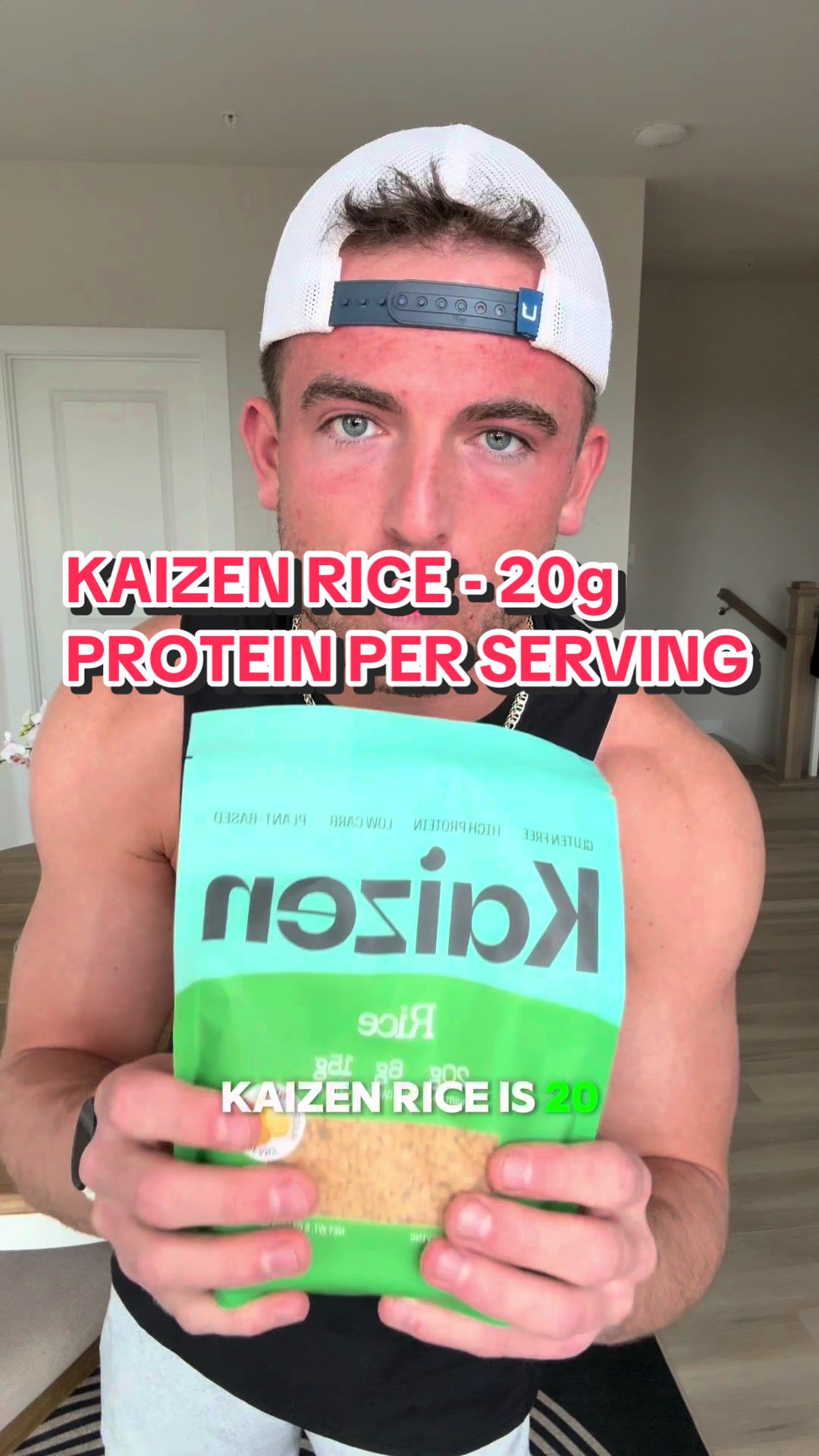 TikTok post by @fitness_ryno for Kaizen Food Company. Caption reads: Rice that is packed with protein? 🍚  Kaizen Rice....