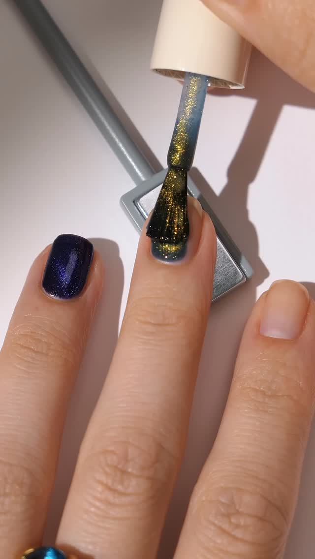 Instagram post by @danaturenails for Cirque Colors. Caption reads: flash reflective glitter + magnetic nail polish 🤩....