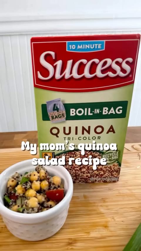 Instagram post by @racheldwyerinsf for Success Rice. Caption reads: #Ad My mom’s quinoa salad recipe using....